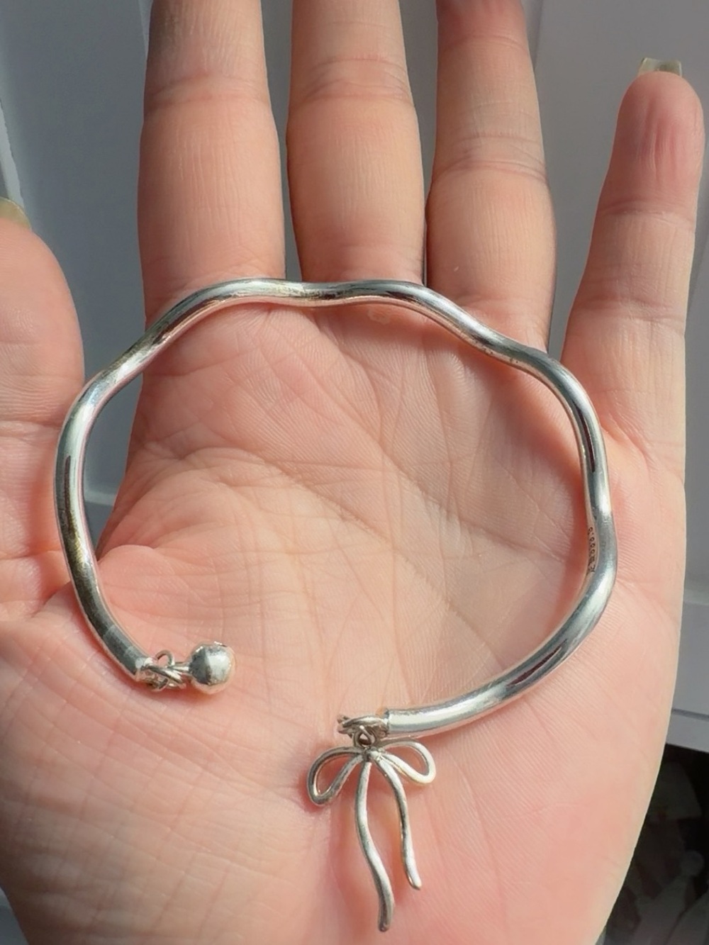 Classic Silver Bow Bangle Bracelet - Women Jewelry